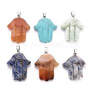 Подвески hamsa hand / hand of miriam из натуральных и синтетических камней G-R220-30