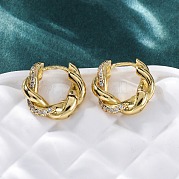 Латунные серьги-кольца из прозрачного кубического циркония EJEW-R025-16G