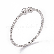 304 Stainless Steel Round Ball Open Cuff Ring for Women RJEW-G275-01P
