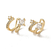Серьга-кафф из латуни с микропаве и цирконием EJEW-L271-09KCG-01