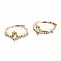Латунь микропейв прозрачный кубический цирконий колышек поручни манжеты настройки кольца для пальца&nbsp;KK-T056-115G-NF