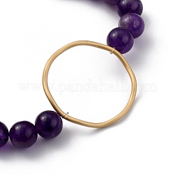 Bracelets en perles extensibles en améthyste naturelle ronde&nbsp;BJEW-JB05408-03