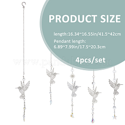 4 шт. стеклянные и нержавеющие подвесные ловцы солнца в виде колибри&nbsp;HJEW-FH00199