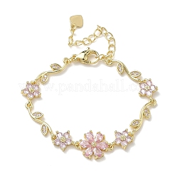 Messing-Gliederkettenarmbänder mit Mikropflaster und Zirkonia für Damen&nbsp;BJEW-C156-04D-03G