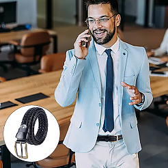 1 плетеный мужской ремень из коровьей кожи&nbsp;AJEW-CL0002-14B