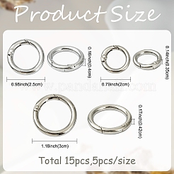 15шт 3 стиля пружинные кольца из цинкового сплава&nbsp;FIND-YW0011-76