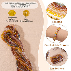 10 нить 10 цвета гальванические стеклянные бусины нити&nbsp;EGLA-TA0013-25