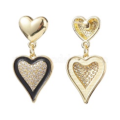 3 par de aretes colgantes de corazón de circonita cúbica transparente de 3 estilos&nbsp;EJEW-JE05082