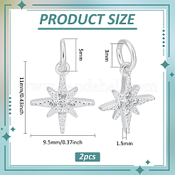 2 pieza de 925 dijes de rhinestone de plata esterlina&nbsp;STER-BC0003-09
