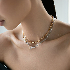 Conjunto de pulsera y collar con cadena geométrica de plata esterlina s925 para uso diario&nbsp;JM3454-5