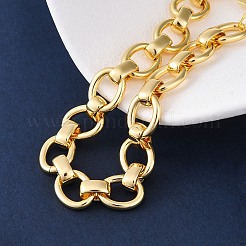 Латунные овальные звенья цепи браслеты для женщин мужчин&nbsp;X-BJEW-K273-06G