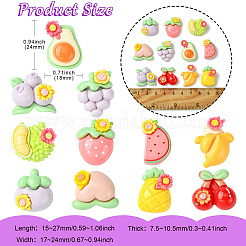 55 шт. 11 стиля непрозрачной смолы декоден цветок и фрукты кабошоны&nbsp;RESI-CJ0004-10