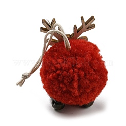 Décoration pendentif boule de cerf en peluche et bois sur le thème de noël&nbsp;HJEW-E008-01B