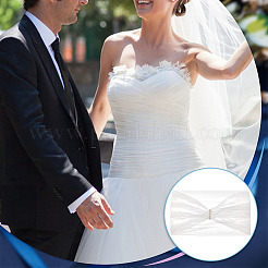 Полиэстеровая шаль на одно плечо для невесты&nbsp;AJEW-WH0596-370