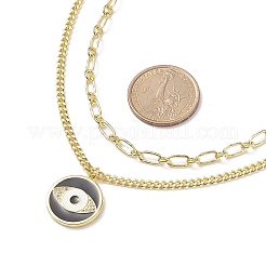 Insieme della collana del pendente dell'occhio di cavallo di zirconi cubici chiari di stile 2pcs 2&nbsp;NJEW-JN04044