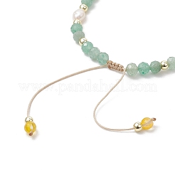 Pulseras trenzadas de cuentas de ágata amarilla redondas naturales para mujer&nbsp;BJEW-JB11658-02