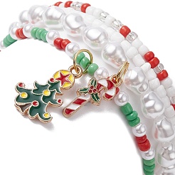 4 Uds. Juego de pulseras elásticas con cuentas de semillas y perlas de vidrio de 4 estilos&nbsp;BJEW-JB09373