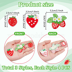 12 шт. 3 стиля клубника компьютерная вышивка ткань нашивки приклеиваемые/пришиваемые&nbsp;PATC-PH0001-36