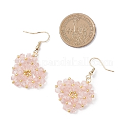 Сердце из стекла серьги болтающийся&nbsp;EJEW-MZ00639-01