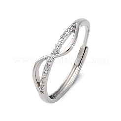 Кольца для женщин с микропаве из латуни и прозрачными кубическими цирконами&nbsp;RJEW-S624-02P