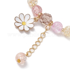 Braccialetti elasticizzati con perline di vetro craquelé rotonde placcate da 8 mm&nbsp;BJEW-JB10534-02