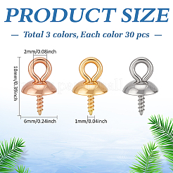 90 шт. 3 стиля 304 нержавеющая сталь чашечка жемчужные штифты кулоны булавки&nbsp;STAS-ME0002-96