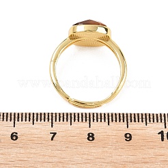 Bagues en pierres précieuses naturelles avec accessoires en laiton&nbsp;G-H353-04G
