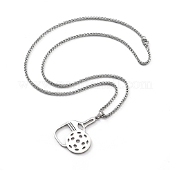 Colliers à chaîne avec pendentif en forme de raquette de pickleball en acier inoxydable 201 pour femmes et hommes&nbsp;NJEW-H050-01B-P
