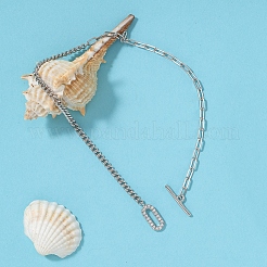 925 серебряная цепочка с родиевым покрытием и браслеты-цепочки со скрепками&nbsp;AJEW-F162-002P