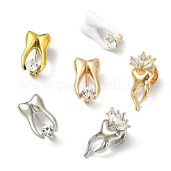 6 шт. 6-х цветные броши из сплава зубьев со стразами для одежды рюкзака&nbsp;JEWB-CJ0001-86