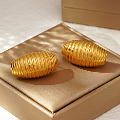 Геометрические овальные серьги-гвоздики из нержавеющей стали 304 с полосками&nbsp;IX6748