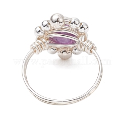 Кольцо с круглым натуральным лазуритом&nbsp;RJEW-TA00162