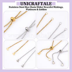 10 шт. 2 цвета 304 нержавеющая сталь коробка цепи слайдер браслет изготовление&nbsp;AJEW-UN00016