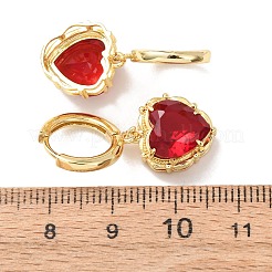 Orecchini a cerchio a forma di cuore in ottone e vetro per San Valentino&nbsp;EJEW-Z164-23G