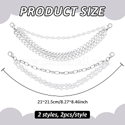 4 шт. 2 стиля пластиковые жемчужные и железные цепочки-скрепки цепи для ремней для ботинок&nbsp;HJEW-PH02102-02