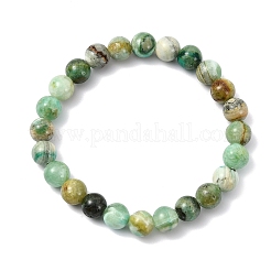 Pulseras elásticas de cuentas de jaspe verde natural para mujeres y hombres&nbsp;BJEW-JB13833
