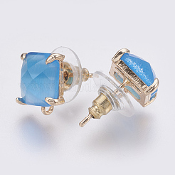Facettierte Ohrstecker aus Glas&nbsp;GLAA-F084-C06