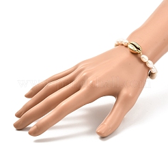 Bracelet de perles tressées en perles naturelles et cauris pour adolescentes femmes&nbsp;BJEW-JB07063