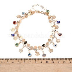 Сплав кристалл горный хрусталь диск смола сглаз кисточка двухслойные браслеты для женщин&nbsp;LS-AJEW-A069-02G