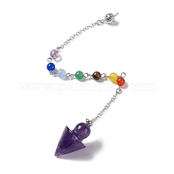 Pendenti a pendolo da rabdomante con cono di ametista naturale&nbsp;G-G983-04P-01