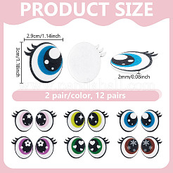 12 Paar 6 Farben Filzaugen für Puppen&nbsp;DOLL-WH0009-003