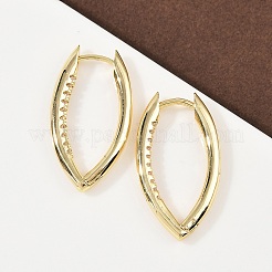 Pendientes de aro de latón con micropavé de circonitas cúbicas transparentes y ojo de caballo&nbsp;EJEW-G446-04A-G
