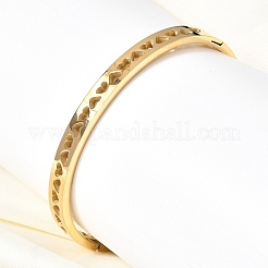 Hohle 304 Edelstahl-Armreifen mit Scharnier für Damen&nbsp;BJEW-H644-06G