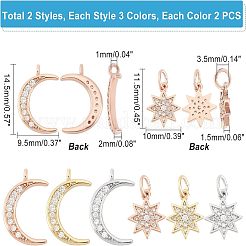 12шт 6 стиля латунные микро проложить прозрачные кубические циркониевые подвески&nbsp;KK-FH0003-88