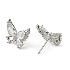 Латунные микро-паве прозрачные серьги-гвоздики из циркония&nbsp;LS-KK-C107-10P
