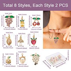 16 шт. 8 стиля латунные подвески с микропаве из золота с кубическими цирконами&nbsp;ZIRC-FW0001-01