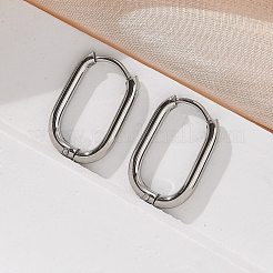 Pendientes de aro ovalados de acero inoxidable 304 que no se deslustran&nbsp;EJEW-M218-02A-P