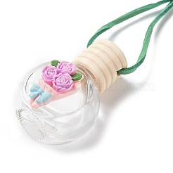 Подвески из пустого стеклянного флакона духов с деревянной крышкой&nbsp;DJEW-PW0002-04A