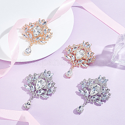 4 шт. 2-х цветные броши из сплава со стразами для одежды и рюкзака&nbsp;JEWB-GA0001-39