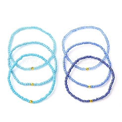 Conjuntos de pulseras elásticas con cuentas de semillas de vidrio de color degradado&nbsp;BJEW-MZ00101-01
